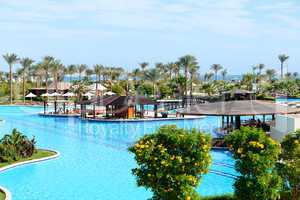The swimming pool with bar at luxury hotel, Sharm el Sheikh, Egy