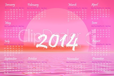 Pink sunset 2014 calendar - 3D render