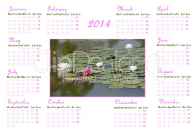 Zen english calendar for 2014