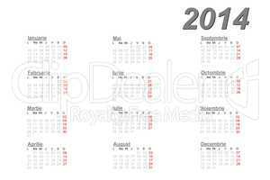 Romanian calendar for 2014