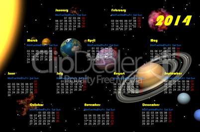 Universe 2014 calendar - 3D render