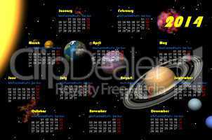 Universe 2014 calendar - 3D render