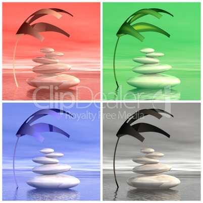 Colorful zen stones - 3D render