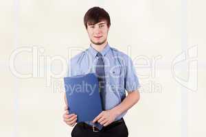 Young cheerful man with a job application