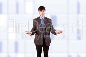 Young businessman with open hands