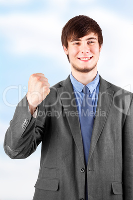 Young businessman happy and Cheers