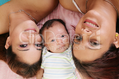 Latin mother with daughter and aunt