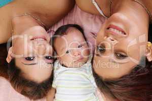 Latin mother with daughter and aunt