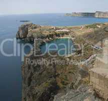 St Paul's Bay at Lindos on the Island of Rhodes Greece