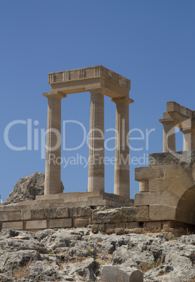 Ancient Acropolis in Rhodes. Lindos city. Greece