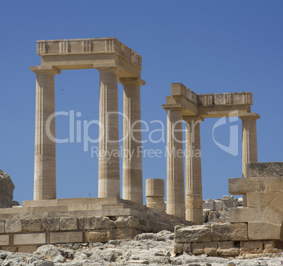 Ancient Acropolis in Rhodes. Lindos city. Greece