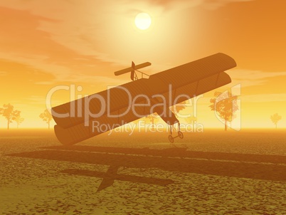 Biplane crash - 3D illustration