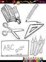 cartoon school objects coloring page