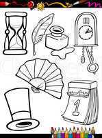 cartoon retro objects coloring page