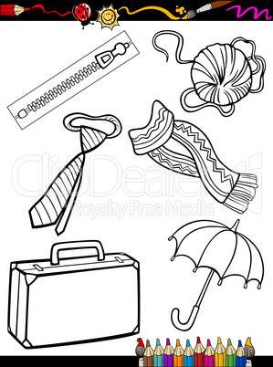 cartoon objects coloring page