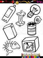 cartoon garbage objects coloring page