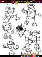 robots cartoon set for coloring book