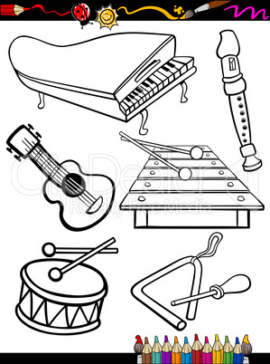 cartoon music instruments coloring page