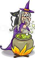 witch casting a spell cartoon illustration