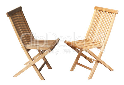 two wooden chairs on a white background