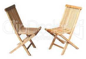 two wooden chairs on a white background