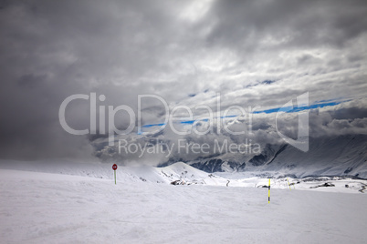 ski slope at bad weather