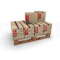 Wooden pallet with cardboard boxes