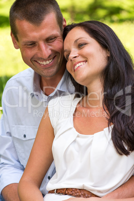 Close up portrait of young happy couple