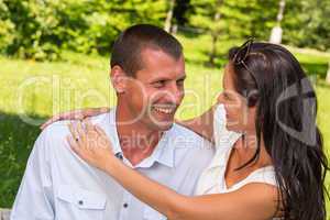 Portrait of young Caucasian couple outdoors