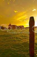 venice italy lagune view with bricole