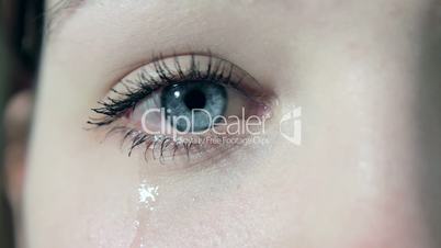 tears in a female sad eye in 1080p crying girl