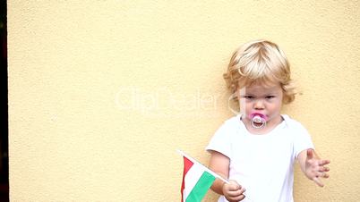 Little girl with Hungary flag