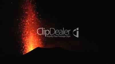 Night eruption volcano Stromboli erupting
