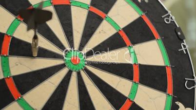 Dart board close up, left of center bullseye