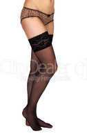 long female legs in black stockings