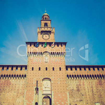 retro look castello sforzesco, milan