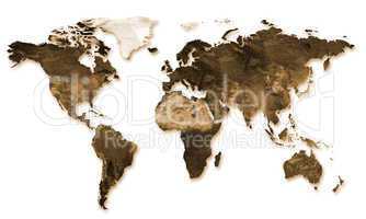 world map in relief