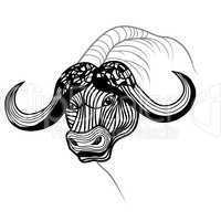 buffalo bull head vector animal illustration for t-shirt.