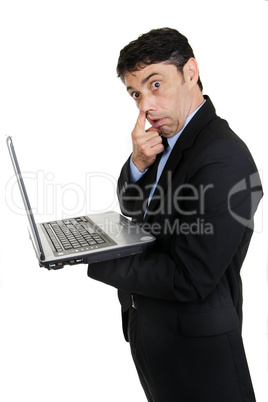 Businessman with his finger to his nose