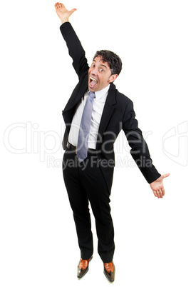 Excited businessman cheering