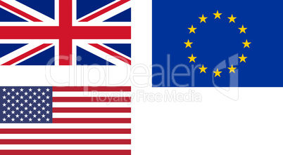 flags of uk eu usa