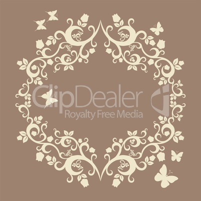 brown or fallow beautiful illustration of floral ornament for your design