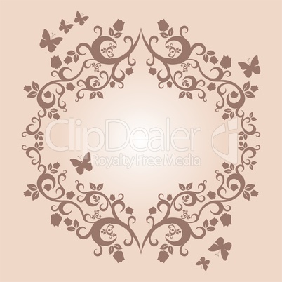brown or fallow beautiful illustration of floral ornament for your design