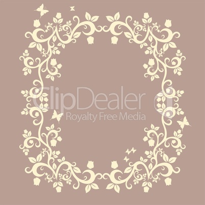 brown or fallow beautiful illustration of floral ornament for your design