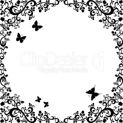 black white beautiful illustration of floral ornament for your design