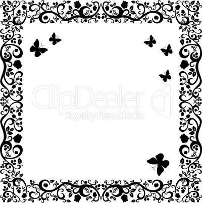 black white beautiful illustration of floral ornament for your design