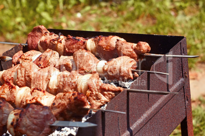 cooking of shish kebab