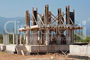 Form work on building under construction