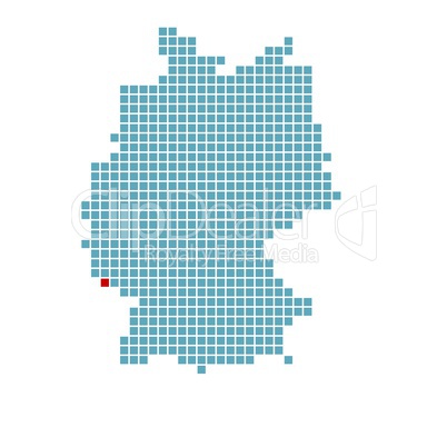 Markierung von Saarbrücken auf vereinfachter Deutschlandkarte
