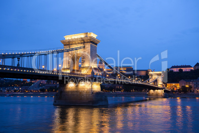 chain bridge over danube river, budapest cityscape